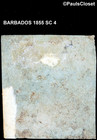 Barbados 1855 Sc 4 Britannia 4p Brown Red On Blued Paper Imperf Used Fine
