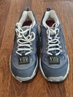 New Skechers Women Blue Silver Leather Work Construction Safety Toe Shoes Sz 9 5