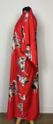 Vintage Japanese Cotton Yukata Kimono Robe Red Geisha Floral Print One Size