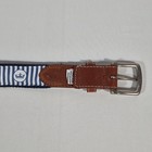 Peter Millar Major Champion Golf Belt Size 40 Navy Canvas Leather Trophy