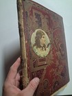 1870s-90s Scrapbook Victorian Ornate Binding 11   15  Many Cards Ephemera 19 Pgs