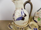 Antique  Keller   Guerin Luneville Cruet Set Butterfly   Flower France   