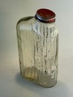 Vintage Refrigerator Glass Water Bottle Red Lid Quart Ribbed 40   s 50   s