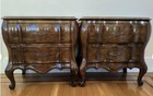 Pair White Furniture Co French Provincial Bombe Nightstands 200-15 Solid Cherry