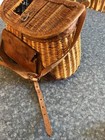 Vintage Compae Wicker   Leather W strap Fishing Creel Basket Japan  15