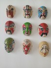 Chinese Opera Miniature 2 x2  Hand Painted Character Face Masks Set Of 9