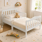 Zimtown Wooden Toddler Bed Kids Bedroom Furniture White Freeship