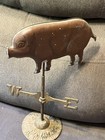 Vintage Copper Pig Weathervane On Brass Stand 15    Tall