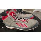 Adidas Mens Baseball Cleats Gray Red Synthetic Leather Spg 753001 Size 12