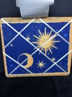 Vtg Celestial Sun Moon Collage Memo Board Photo Fabric Boho Hippie 18 x21  Nwt