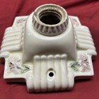Vintage Porcelain Ceiling Light Fixture Art Deco-pink Flowers-exc Cond