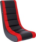 Video Game Rocker Chair Black Faux Leather Red Mesh Racing Kid Teen Room Floor
