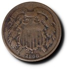1868 Two Cent 2c Piece F   Vf  Fine   Very Fine