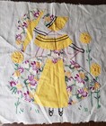 6 Vintage Parasol Lady Hand-appliqued   Hand-embroidered 15  Quilt Blocks Bonnet