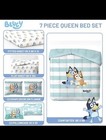Bluey   Bingo 7 Piece Queen Size Bed Set - Includes Comforter   Sheet Set - 