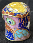 Vintage Cloisonn   Lot Hawk  Owl   Panda Head Chinese Thimbles 24k Gold Detail