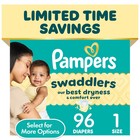 Pampers Swaddlers Diapers  Size 1  96 Count And Pampers Sensitive Baby Wipes 6-p