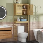 Spacious Bamboo Over The Toilet Rack Bathroom Storage Organizer W Cabinet  shelf