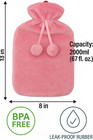 Hot Water Bottle With Pink Fleece Cover 2l     Reusable Bed Warmer  Pain Relief