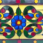 Vintage Stained Glass Window Panel Suncatcher Floral Leaded Metal Frame 18x12