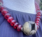 Old Bohemian Glass Bead Necklace With African Beads Rare Color  19th Century