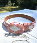 Handmade Bison Leather Handstitched Diamond Girls Western Pink Belt - Size 24
