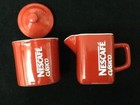 Nescafe Clasico 3 Pc Coffee Creamer Sugar Bowl Lid Red Cup Cups Toddy Mug New