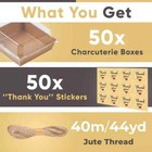 50 Pack Small Charcuterie Boxes With Clear Lids - To Go Paper Mini Charcuteri   