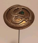 Victorian Brass Snake Hatpin Antique Serpent Cobra Green Stone Hat Pin 12  Long