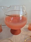 Vintage Frosted Orange Cocktail Pitcher   6  Shot Glasses Set Mid-century