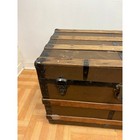 Vintage Wood Steamer Trunk Chest Coffee Table Storage Box Antique Brown Tv Stand