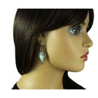 Diamond Shape Aqua Crystal Dangling Pierced Earring - Rec411