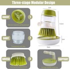 Green Soap Dispenser Dish Brush With Storage Rack And Drainage Base