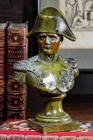 Hand Painted Antique Cast Metal Napoleon Bonaparte Bust Statue Sculpture