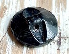 Antique Black Glass Button  Man W  Bow   Arrow  Colorful Paint Finish  Gold Df