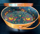 Artisan-made Shaker Box With Lid Lined 5 Finger Swing Handle 8 5  Vtg Sign date
