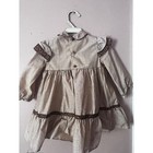 Polly Flinders Vintage Hand Smocked Plaid Dress Brown Tan Floral Fall Size T2