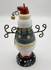 Whimsical Snowman Christmas Figurine With Scarf Winter Folk Art Hand Painted