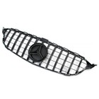 For Mercedes Benz W205 C250 C300 C43 Grill 2015-2018 Grille W emblem Gloss Black