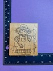 Dots Rubber Stamp Wood Mount Lil Fisherman Q207 Fishing Pole Country Overalls 