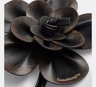 Nwt Coach Coachtopia Rose Flower Bag Charm Upcrafted Black Leather Cdv12
