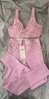 Alo Women   s Pink Solid 2-piece Activewear Set Bra   Leggings Size S