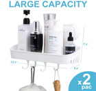 2 Pack Shower Shelf One Second Installation Hanging Bathroom Rack Removable  