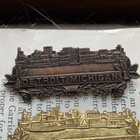 Vtg Antique Detroit Michigan - Brass Pin Bastian Bros Union Made   Skyline Htf
