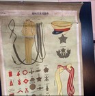 Antique Imperial Japanese Army Uniform Regulation Chart Scroll     Rare Military