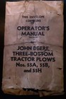 1950 s Era John Deere 3 Bottom Tractor Plow No  55a  55b  55h  Operator s Manual