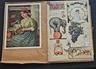 Antique 1920 Victorian Cloth Scrapbook Album W  Paper Ephemera  Photos   Print 