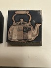 Lot 2 Small Wood Printers Block Vintage Tea Pots Kettles 