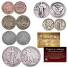 Original Old U s  Silver Coins 6 Coin Set Of Historic Circulating Coins Must See