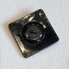 Lovely  Black Glass Square Antique Button   Flower    With Gun Metal Luster